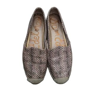 Sam Edelman Kesia Snakeskin Leather Espadrille Flats  Slip On Loafer Neutral 8